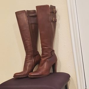 Ralph Lauren Brown Leather Knee-High Boot
